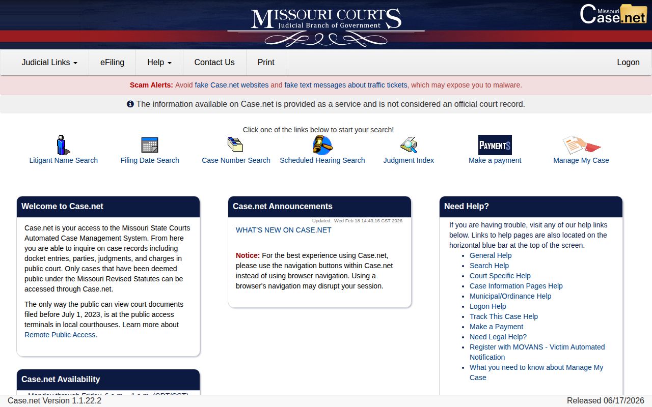 Douglas County released inmate Case.net record search